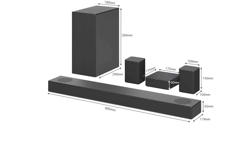 LG Barre de son 5.1.2 Dolby Atmos®️ avec 520 watts | caisson de basses sans fil, DS75QR