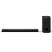 Vue avant de la LG Soundbar S77TY et du caisson de basse