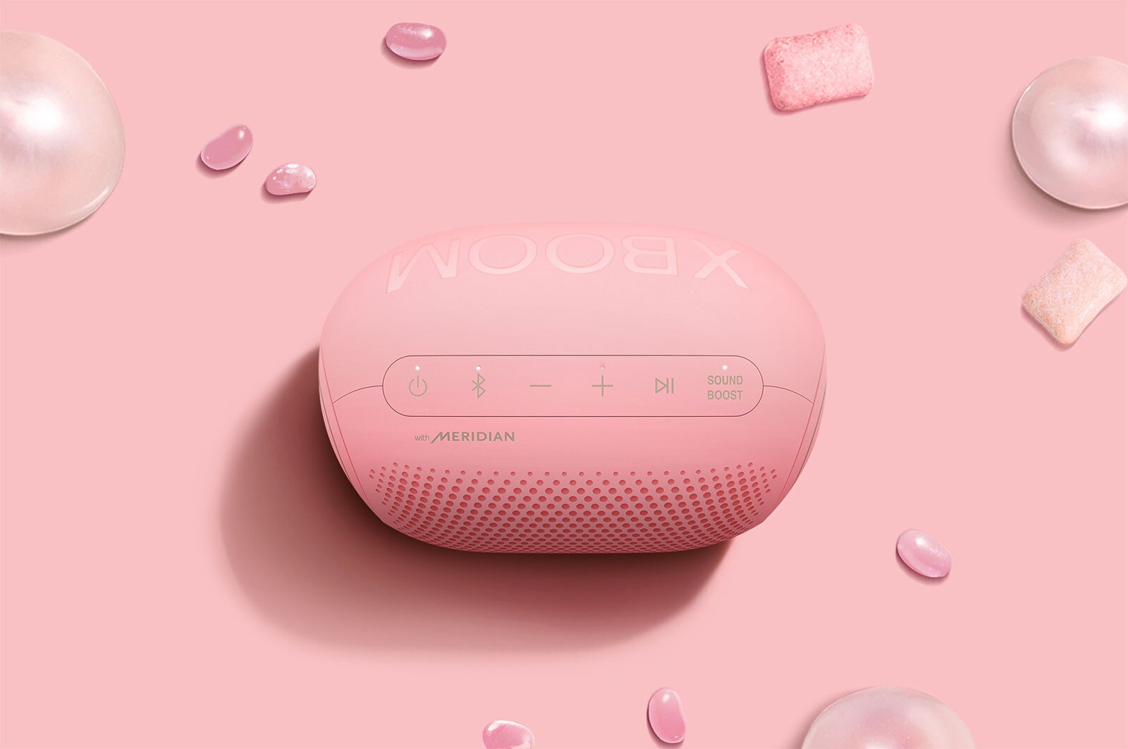 Vue avant d’une enceinte LG XBOOM Go.