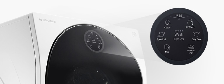 Le lave-linge principal offre des commandes pratiques grâce à un écran LCD circulaire intuitif.