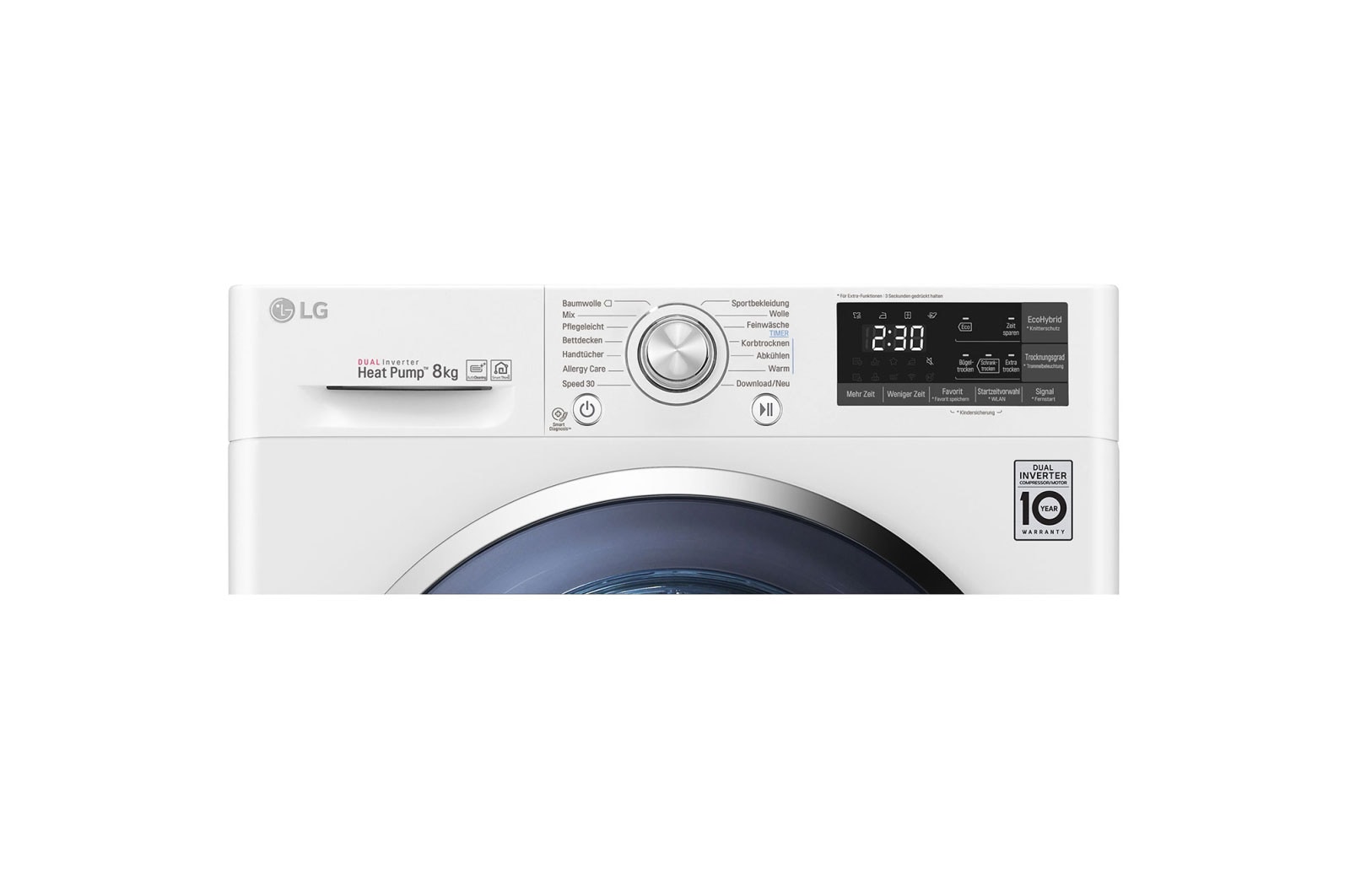 LG Sécheur avec technologie de pompe à chaleur Dual Inverter et condenseur autonettoyant jusqu'à 8 kg de capacité, RT8DIH2