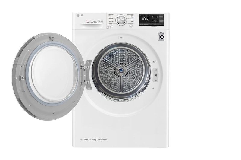 LG Sécheur avec technologie de pompe à chaleur Dual Inverter et condenseur autonettoyant jusqu'à 8 kg de capacité, RT8DIH2