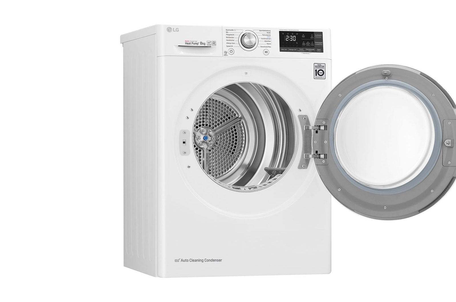 LG Sécheur avec technologie de pompe à chaleur Dual Inverter et condenseur autonettoyant jusqu'à 8 kg de capacité, RT8DIH2