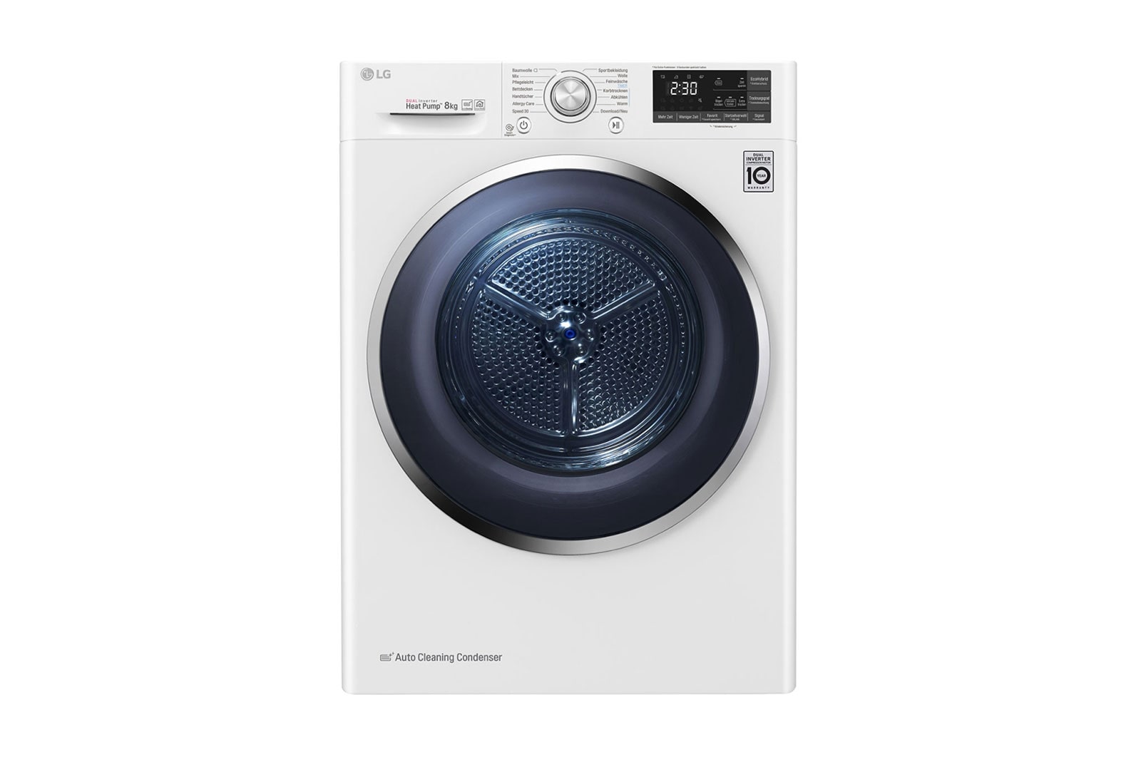 LG Sécheur avec technologie de pompe à chaleur Dual Inverter et condenseur autonettoyant jusqu'à 8 kg de capacité, RT8DIH2