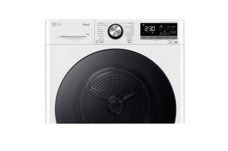 LG Sèche-linge avec technologie de pompe à chaleur Dual Inverter & porte vitrée de sécurité | Condenseur autonettoyant automatique | Capacité de 9 kg | Fonction Wi-Fi | Classe d'efficacité énergétique A+++ | RT90V9W, RT90V9W
