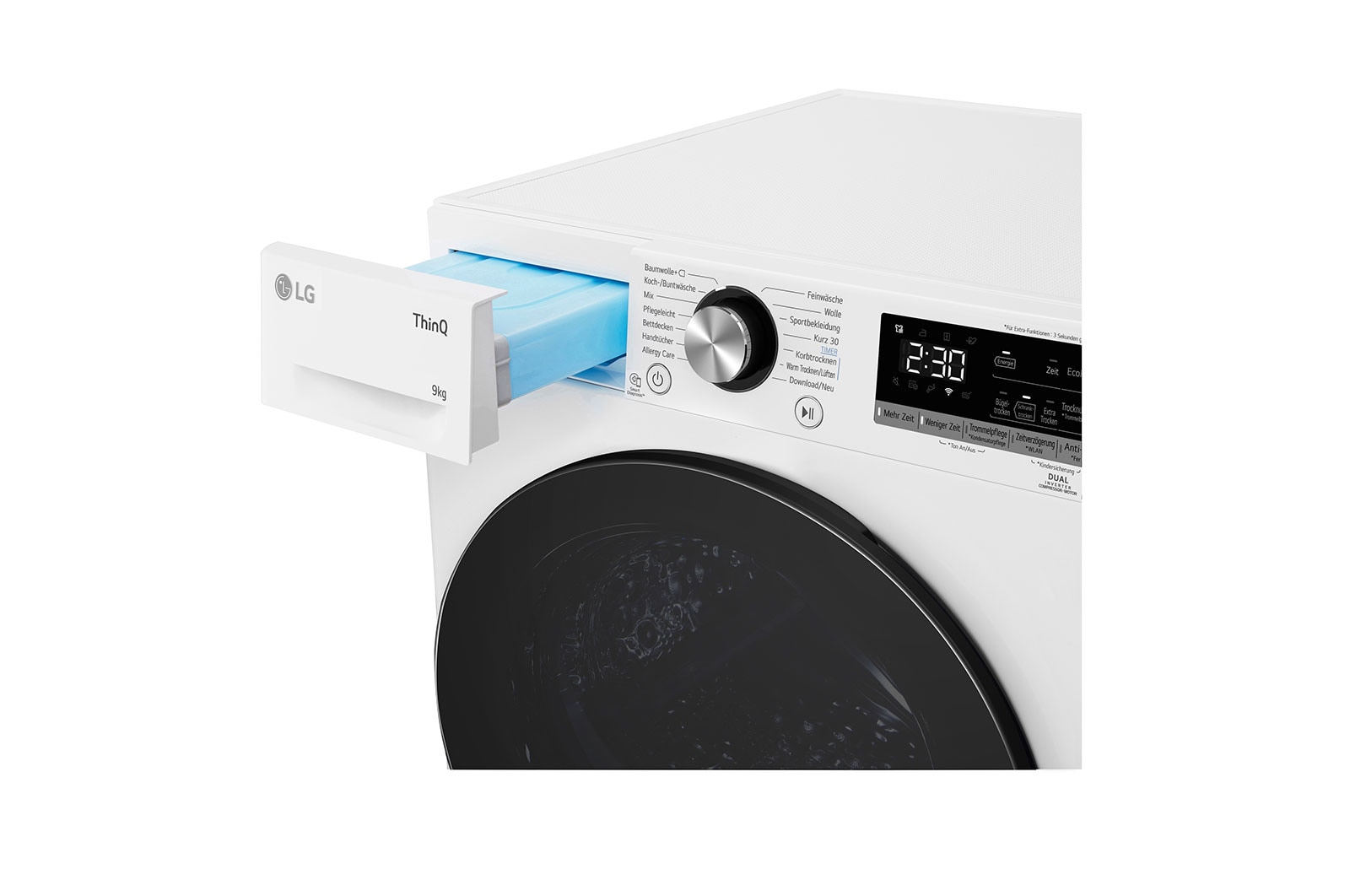 LG Sèche-linge avec technologie de pompe à chaleur Dual Inverter & porte vitrée de sécurité | Condenseur autonettoyant automatique | Capacité de 9 kg | Fonction Wi-Fi | Classe d'efficacité énergétique A+++ | RT90V9W, RT90V9W