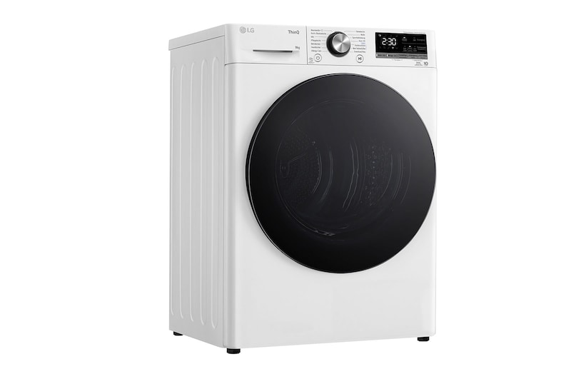 LG Sèche-linge avec technologie de pompe à chaleur Dual Inverter & porte vitrée de sécurité | Condenseur autonettoyant automatique | Capacité de 9 kg | Fonction Wi-Fi | Classe d'efficacité énergétique A+++ | RT90V9W, RT90V9W