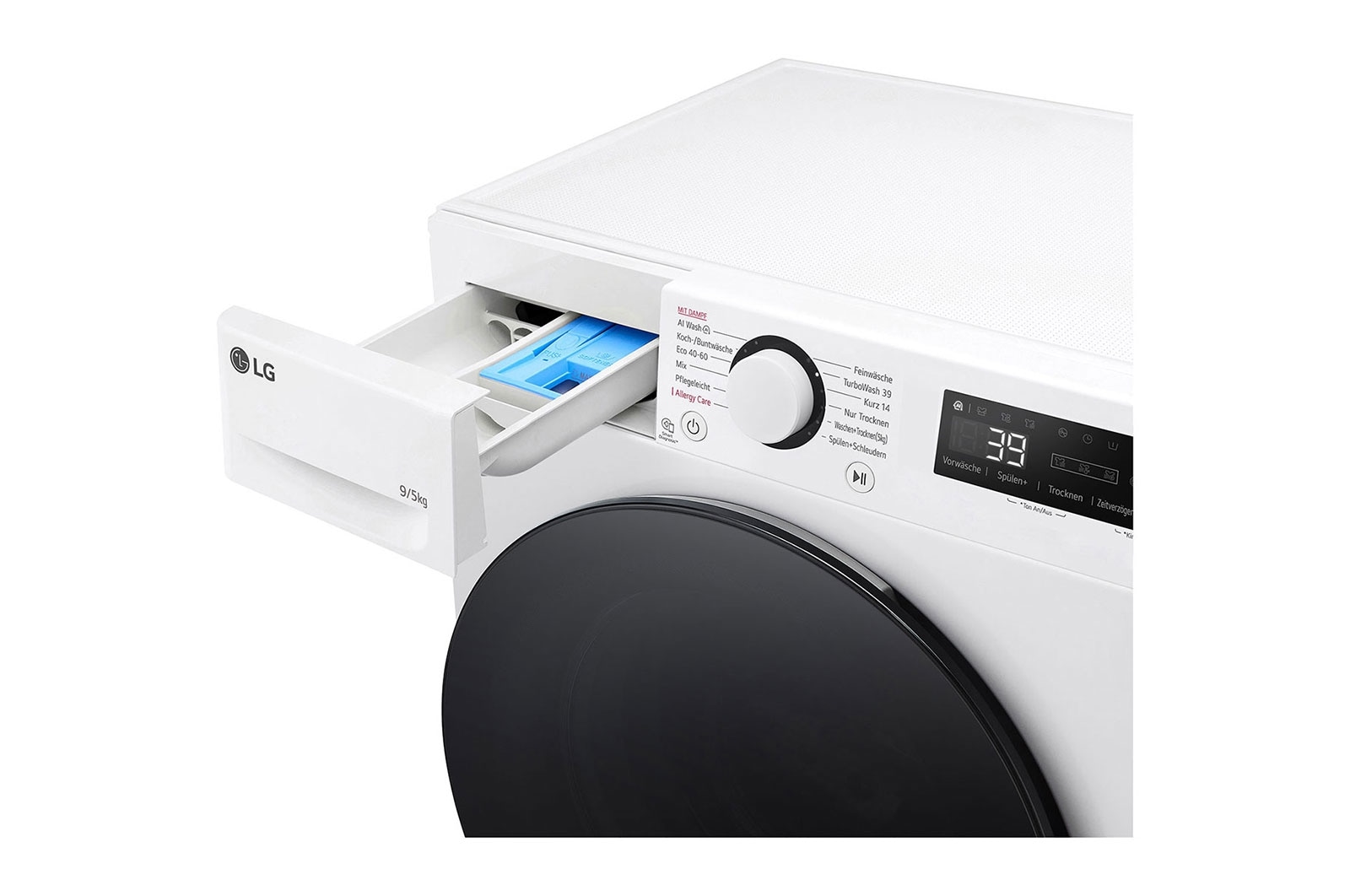 LG Lave-linge séchant avec AI DD® | 9 kg de lavage | 5 kg de séchage | 1.200 tr/min. | Steam | TurboWash® | Nouveau tambour bien-être | Fonction Wi-Fi, V5WD95SLIM