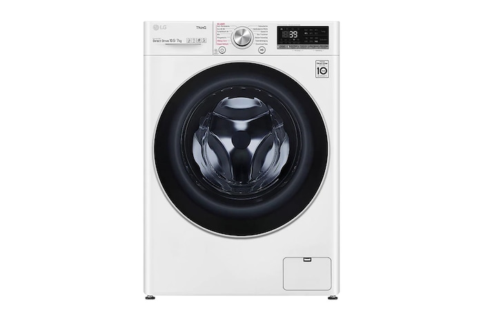 LG Lave-linge séchant avec AI DD® | 10,5 kg de linge | 7 kg de séchage | 1400 tr/min | Steam | TurboWash™ 360° | Fonction Wi-Fi, V7WD107H2E