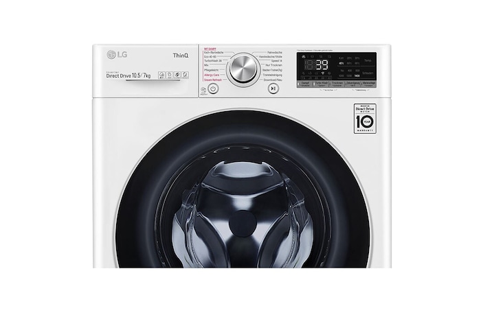 LG Lave-linge séchant avec AI DD® | 10,5 kg de linge | 7 kg de séchage | 1400 tr/min | Steam | TurboWash™ 360° | Fonction Wi-Fi, V7WD107H2E