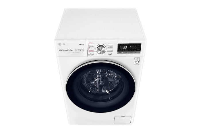 LG Lave-linge séchant avec AI DD® | 10,5 kg de linge | 7 kg de séchage | 1400 tr/min | Steam | TurboWash™ 360° | Fonction Wi-Fi, V7WD107H2E