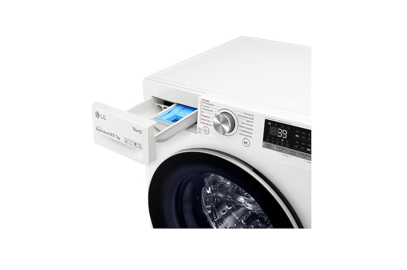 LG Lave-linge séchant avec AI DD® | 10,5 kg de linge | 7 kg de séchage | 1400 tr/min | Steam | TurboWash™ 360° | Fonction Wi-Fi, V7WD107H2E