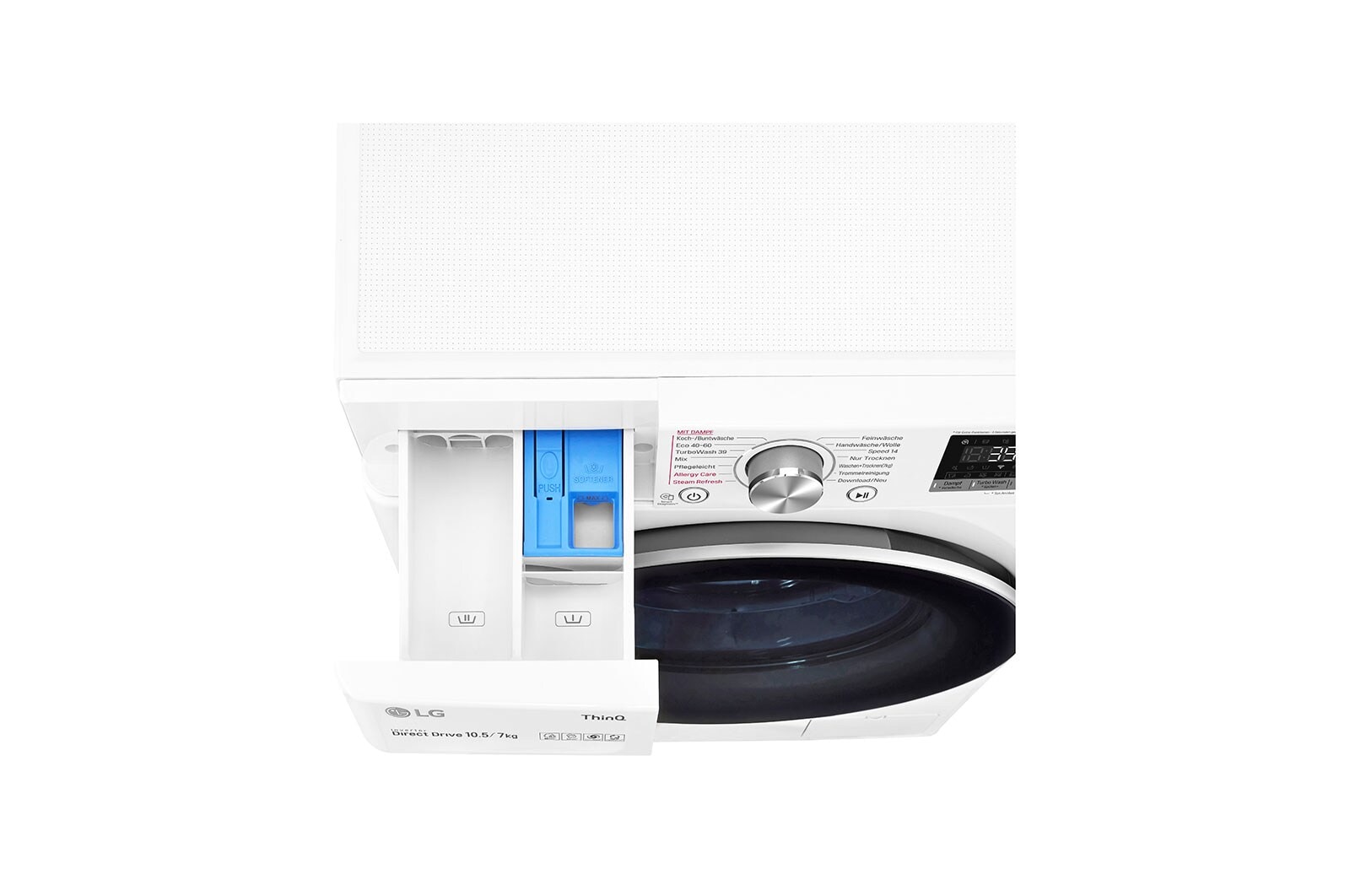 LG Lave-linge séchant avec AI DD® | 10,5 kg de linge | 7 kg de séchage | 1400 tr/min | Steam | TurboWash™ 360° | Fonction Wi-Fi, V7WD107H2E