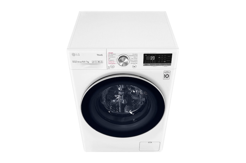 LG Lave-linge séchant avec AI DD® | 10,5 kg de linge | 7 kg de séchage | 1400 tr/min | Steam | TurboWash™ 360° | Fonction Wi-Fi, V7WD107H2E