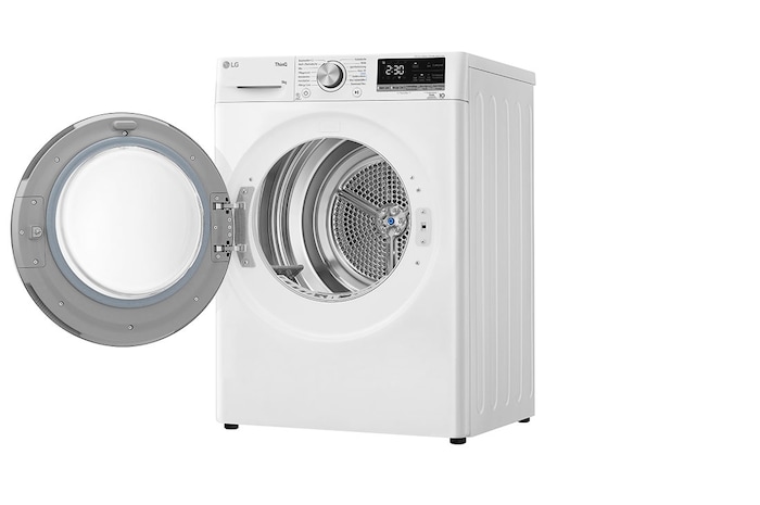 LG Sèche-linge avec technologie de pompe à chaleur Dual Inverter & porte vitrée de sécurité | Condenseur autonettoyant automatique | Capacité de 9 kg | Fonction Wi-Fi | Classe d'efficacité énergétique A+++, V9R09TC