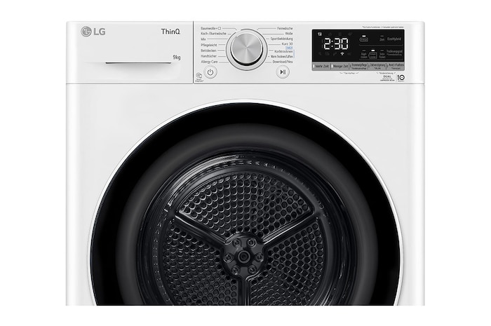 LG Sèche-linge avec technologie de pompe à chaleur Dual Inverter & porte vitrée de sécurité | Condenseur autonettoyant automatique | Capacité de 9 kg | Fonction Wi-Fi | Classe d'efficacité énergétique A+++, V9R09TC