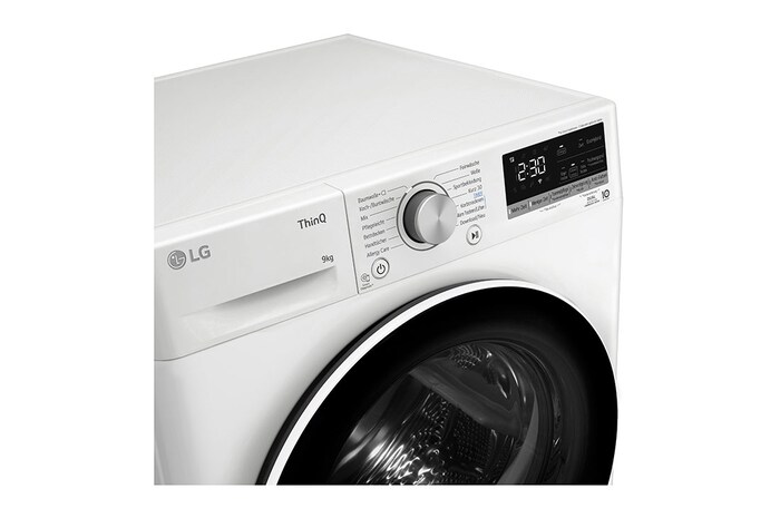 LG Sèche-linge avec technologie de pompe à chaleur Dual Inverter & porte vitrée de sécurité | Condenseur autonettoyant automatique | Capacité de 9 kg | Fonction Wi-Fi | Classe d'efficacité énergétique A+++, V9R09TC