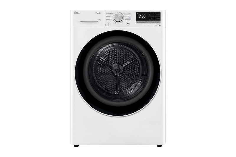LG Sèche-linge avec technologie de pompe à chaleur Dual Inverter & porte vitrée de sécurité | Condenseur autonettoyant automatique | Capacité de 9 kg | Fonction Wi-Fi | Classe d'efficacité énergétique A+++, V9R09TC