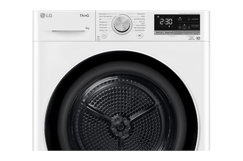 LG Sèche-linge avec technologie de pompe à chaleur Dual Inverter & porte vitrée de sécurité | Condenseur autonettoyant automatique | Capacité de 9 kg | Fonction Wi-Fi | Classe d'efficacité énergétique A+++, V9R09TC