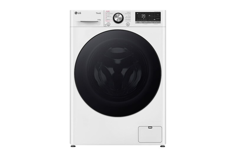 LG Lave-linge/sèche-linge avec 1.400 tpm. | Classe d'efficacité énergétique D/A | 9 kg lavage | 6 kg séchage | Blanc avec anneau hublot noir | W4WR7096Y, W4WR7096Y