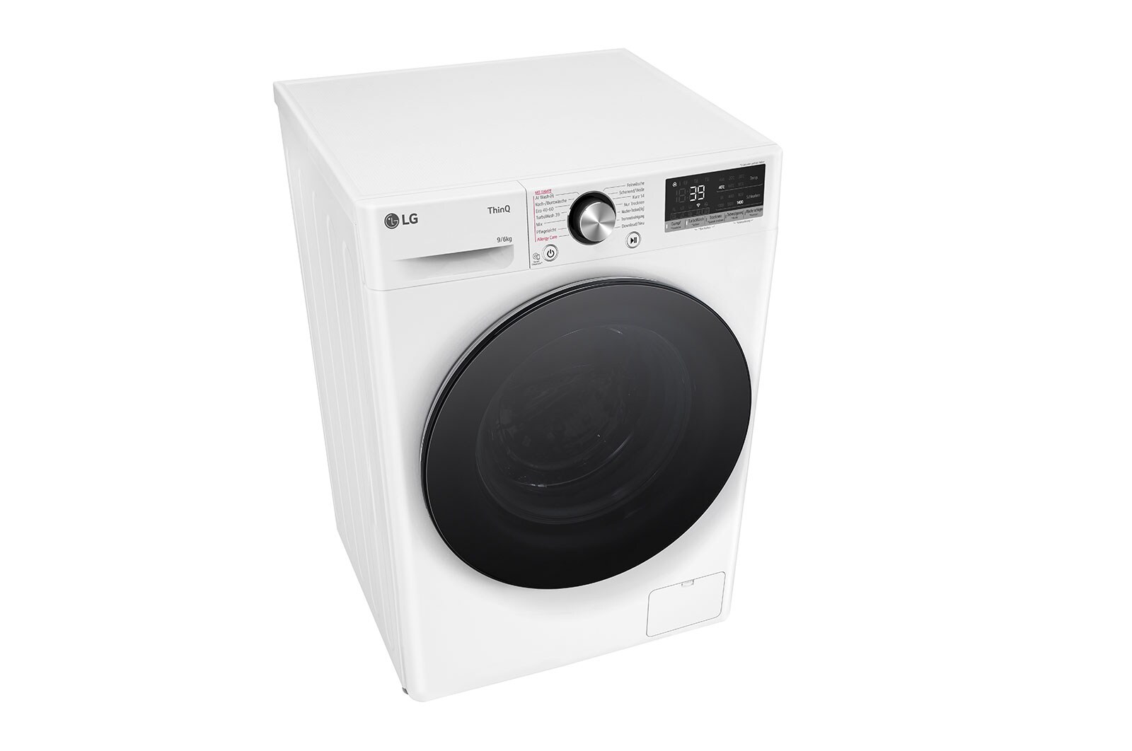 LG Lave-linge/sèche-linge avec 1.400 tpm. | Classe d'efficacité énergétique D/A | 9 kg lavage | 6 kg séchage | Blanc avec anneau hublot noir | W4WR7096Y, W4WR7096Y