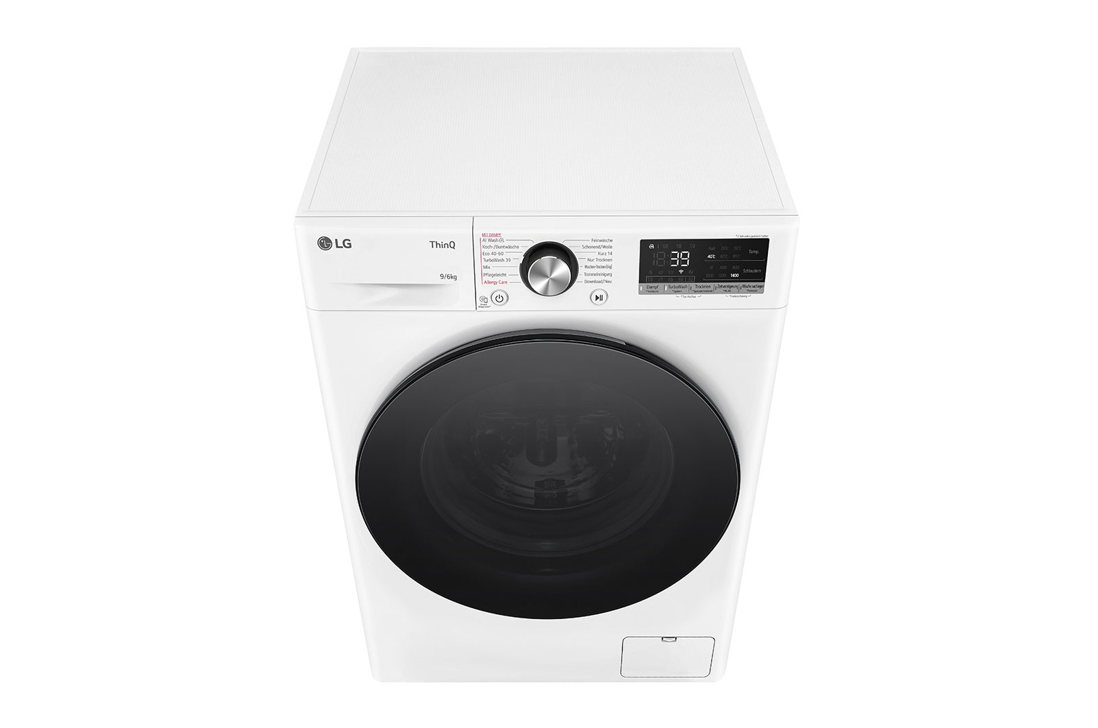 LG Lave-linge/sèche-linge avec 1.400 tpm. | Classe d'efficacité énergétique D/A | 9 kg lavage | 6 kg séchage | Blanc avec anneau hublot noir | W4WR7096Y, W4WR7096Y