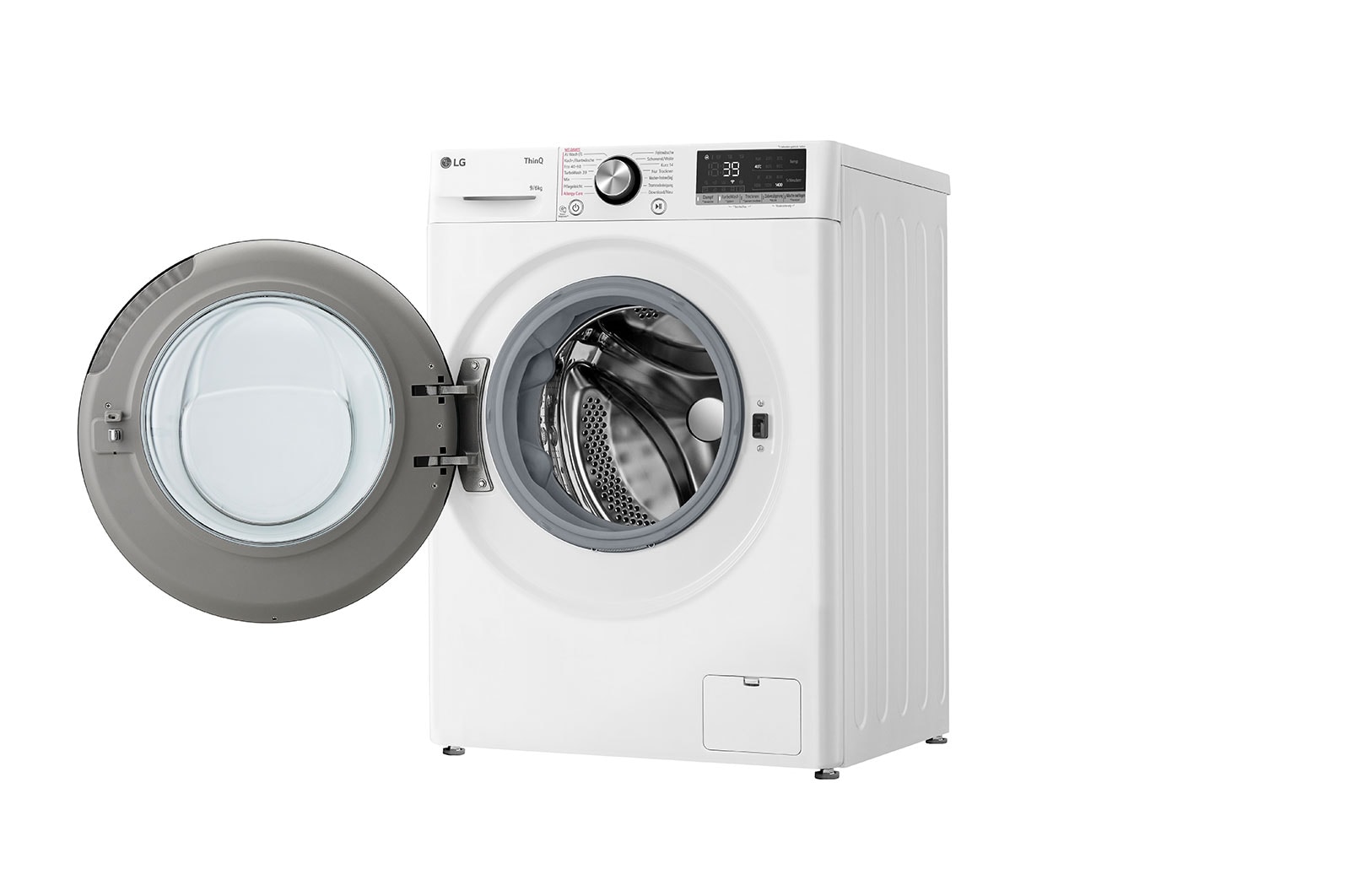 LG Lave-linge/sèche-linge avec 1.400 tpm. | Classe d'efficacité énergétique D/A | 9 kg lavage | 6 kg séchage | Blanc avec anneau hublot noir | W4WR7096Y, W4WR7096Y