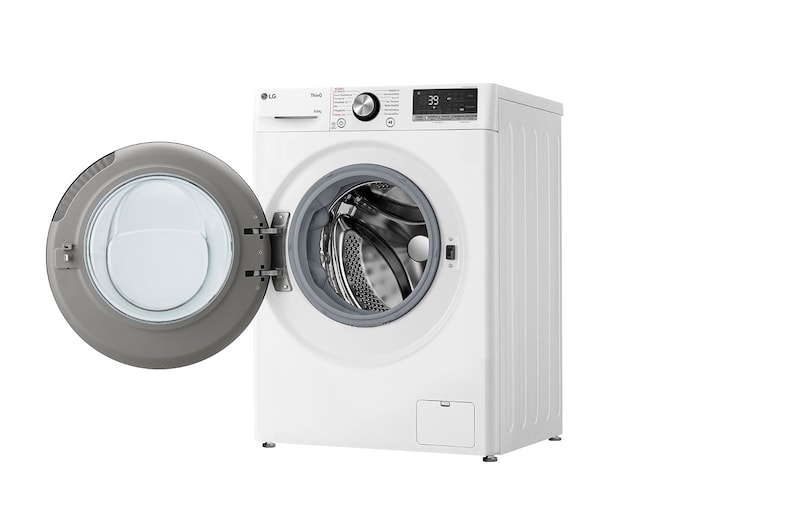 LG Lave-linge/sèche-linge avec 1.400 tpm. | Classe d'efficacité énergétique D/A | 9 kg lavage | 6 kg séchage | Blanc avec anneau hublot noir | W4WR7096Y, W4WR7096Y
