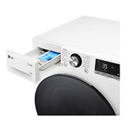 LG Lave-linge/sèche-linge avec 1.400 tpm. | Classe d'efficacité énergétique D/A | 9 kg lavage | 6 kg séchage | Blanc avec anneau hublot noir | W4WR7096Y, W4WR7096Y