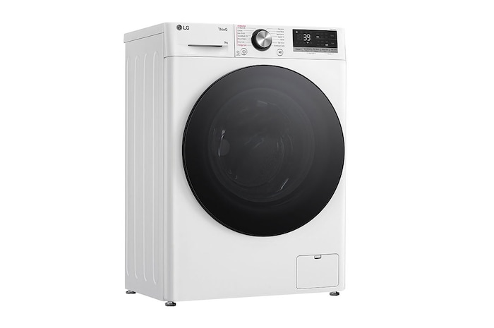 LG Lave-linge d'une capacité de 9 kg | Slim Fit | Efficacité énergétique A | 1200 tr/min. | Blanc avec anneau hublot noir | F2V7SLIM9, F2V7SLIM9