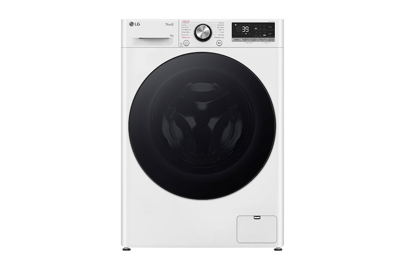 LG Lave-linge d'une capacité de 9 kg | Slim Fit | Efficacité énergétique A | 1200 tr/min. | Blanc avec anneau hublot noir | F2V7SLIM9, F2V7SLIM9