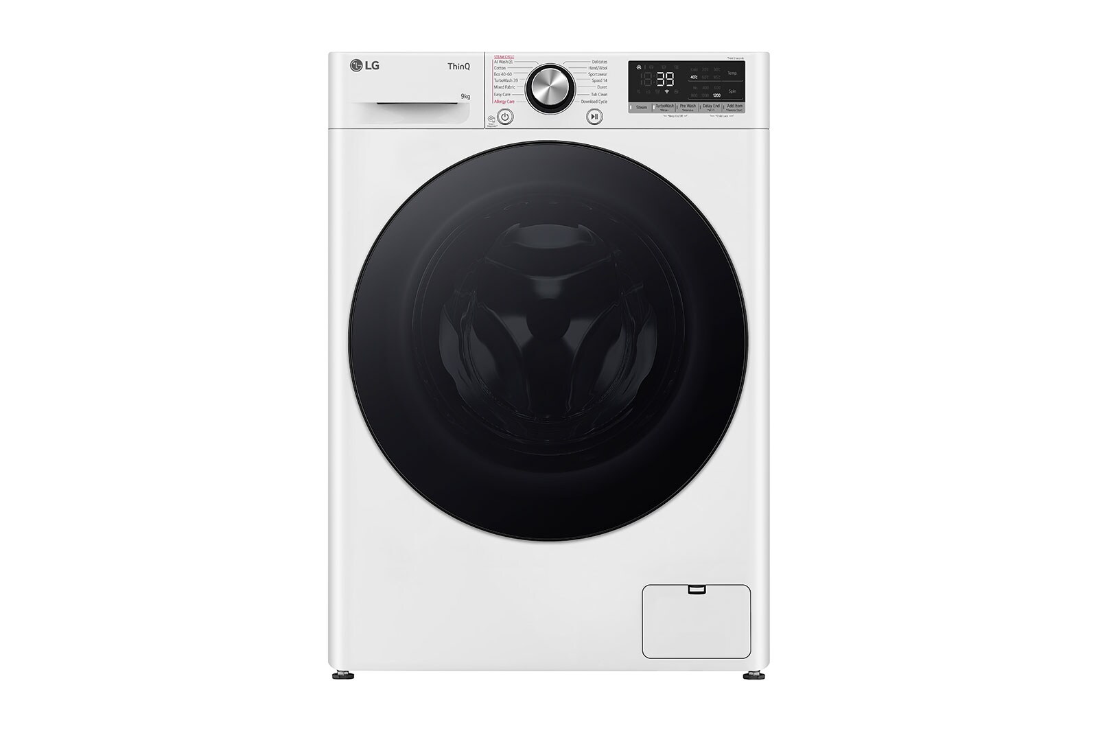 LG Lave-linge d'une capacité de 9 kg | Slim Fit | Efficacité énergétique A | 1200 tr/min. | Blanc avec anneau hublot noir | F2V7SLIM9, F2V7SLIM9