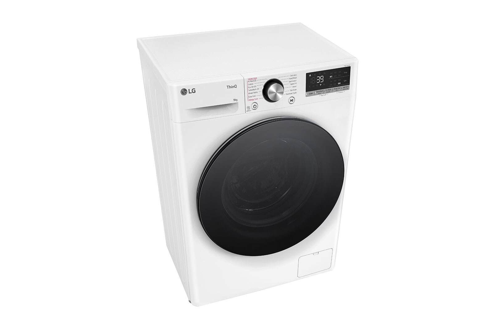 LG Lave-linge d'une capacité de 9 kg | Slim Fit | Efficacité énergétique A | 1200 tr/min. | Blanc avec anneau hublot noir | F2V7SLIM9, F2V7SLIM9