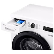 LG Lave-linge Essence White (8 kg, 1 350 tours/minute, efficacité énergétique A) avec anneau hublot noir | F4WB3085, F4WB3085