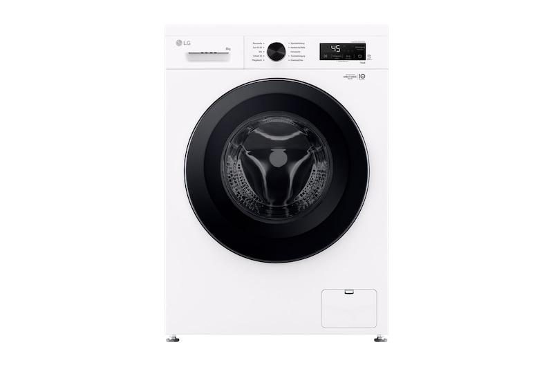 LG Lave-linge Essence White (8 kg, 1 350 tours/minute, efficacité énergétique A) avec anneau hublot noir | F4WB3085, F4WB3085