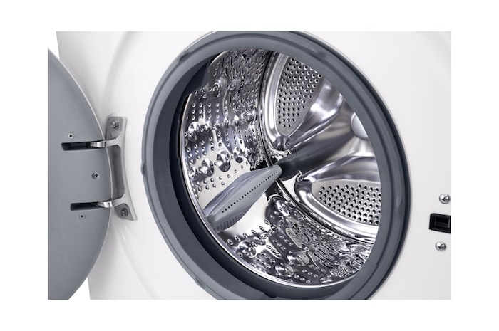 LG Lave-linge Essence White (8 kg, 1 350 tours/minute, efficacité énergétique A) avec anneau hublot noir | F4WB3085, F4WB3085