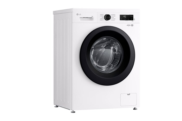 LG Lave-linge Essence White (8 kg, 1 350 tours/minute, efficacité énergétique A) avec anneau hublot noir | F4WB3085, F4WB3085