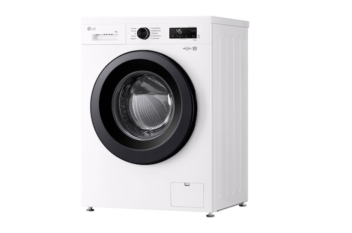 LG Lave-linge Essence White (8 kg, 1 350 tours/minute, efficacité énergétique A) avec anneau hublot noir | F4WB3085, F4WB3085