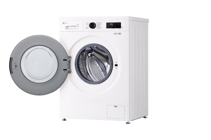 LG Lave-linge Essence White (8 kg, 1 350 tours/minute, efficacité énergétique A) avec anneau hublot noir | F4WB3085, F4WB3085