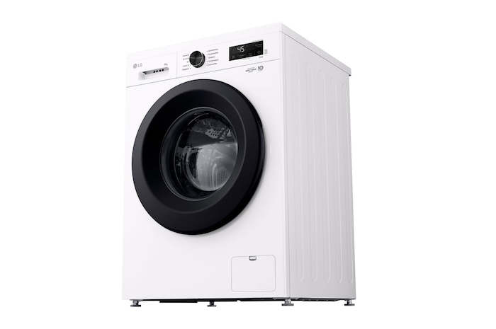 LG Lave-linge Essence White (8 kg, 1 350 tours/minute, efficacité énergétique A) avec anneau hublot noir | F4WB3085, F4WB3085
