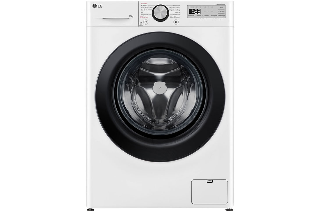 LG Lave-linge d'une capacité de 11 kg | Efficacité énergétique A | 1 400 tr/min. | Blanc avec anneau hublot noir | F4WR4911P, F4WR4911P