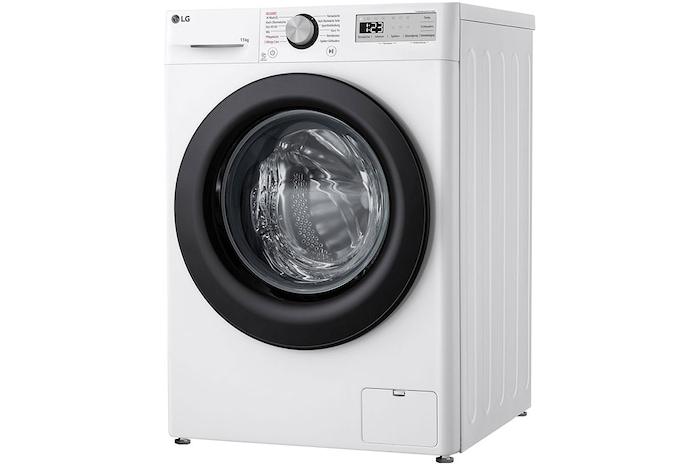 LG Lave-linge d'une capacité de 11 kg | Efficacité énergétique A | 1 400 tr/min. | Blanc avec anneau hublot noir | F4WR4911P, F4WR4911P
