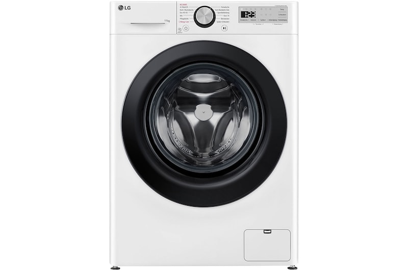 Vue avant de Lave-linge d'une capacité de 11 kg | Efficacité énergétique A | 1 400 tr/min. | Blanc avec anneau hublot noir | F4WR4911P