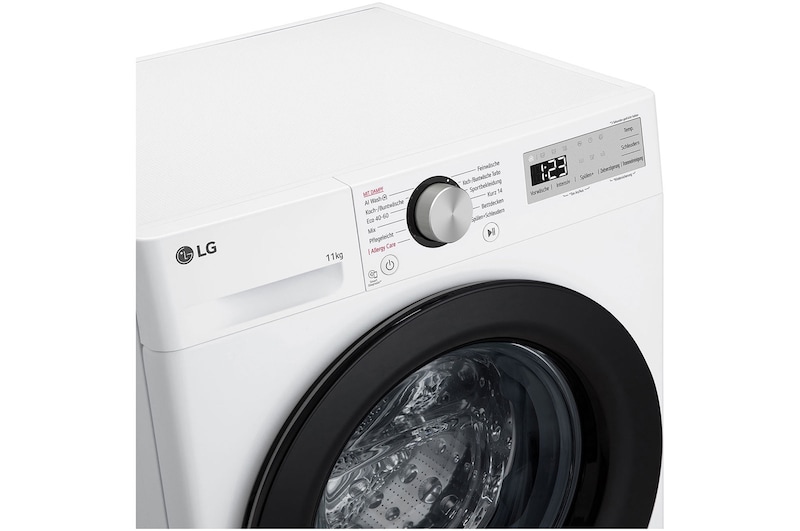 LG Lave-linge d'une capacité de 11 kg | Efficacité énergétique A | 1 400 tr/min. | Blanc avec anneau hublot noir | F4WR4911P, F4WR4911P