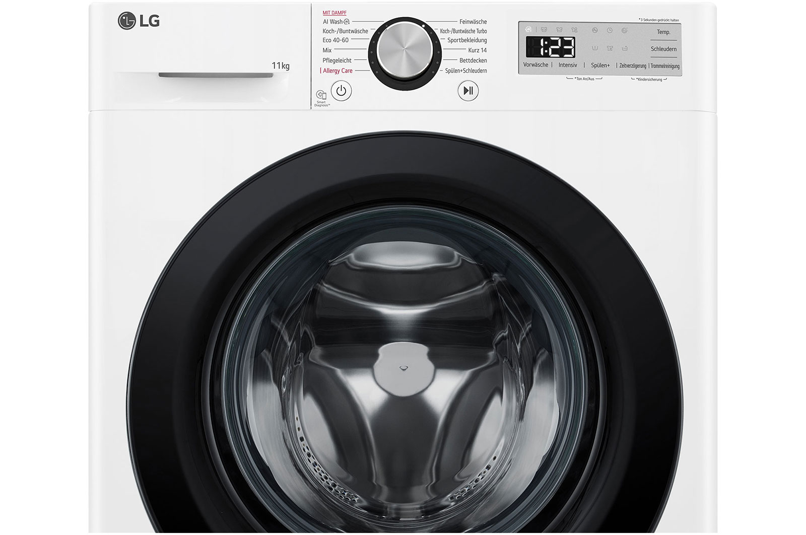 LG Lave-linge d'une capacité de 11 kg | Efficacité énergétique A | 1 400 tr/min. | Blanc avec anneau hublot noir | F4WR4911P, F4WR4911P