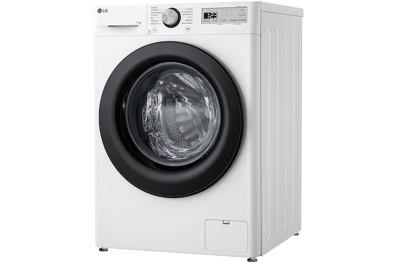 LG Lave-linge d'une capacité de 11 kg | Efficacité énergétique A | 1 400 tr/min. | Blanc avec anneau hublot noir | F4WR4911P, F4WR4911P