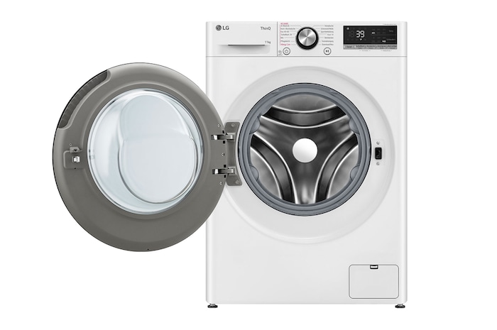 LG Lave-linge d'une capacité de 11 kg | EEK A | 1.400 tr/min. | Blanc avec anneau hublot noir | F4WR701Y, F4WR701Y