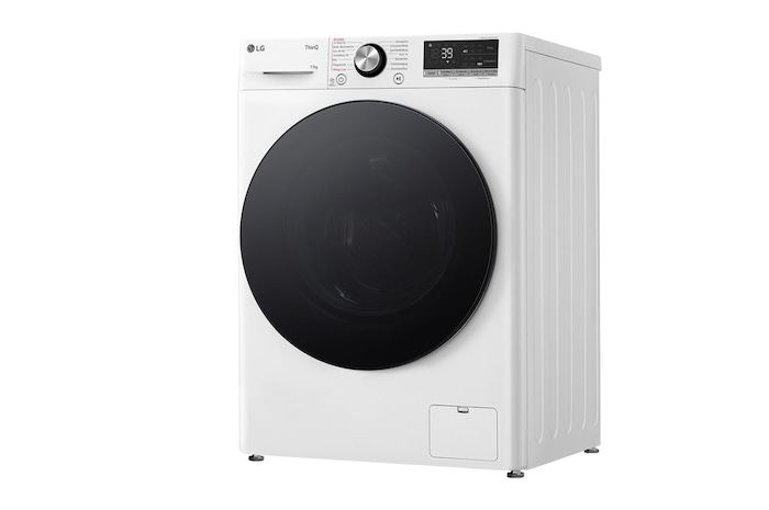 LG Lave-linge d'une capacité de 11 kg | EEK A | 1.400 tr/min. | Blanc avec anneau hublot noir | F4WR701Y, F4WR701Y
