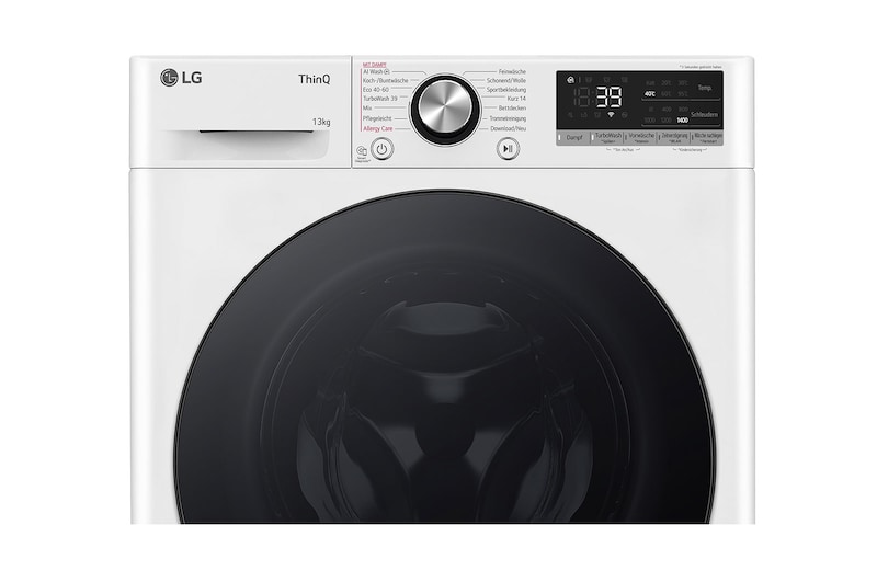 LG Lave-linge d'une capacité de 13 kg | Efficacité énergétique A | 1.360 tr/min. | Blanc avec anneau hublot noir | F4WR703Y, F4WR703Y