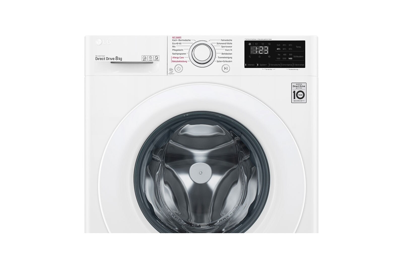 LG Lave-linge avec AI DD® | 8 kg | Classe d'efficacité énergétique C | 1400 tr/min | Steam | 6 Motion®, F4WV308S0